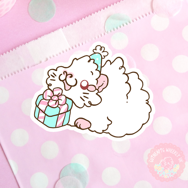 Birthday Abyssinian Guinea Pig vinyl sticker
