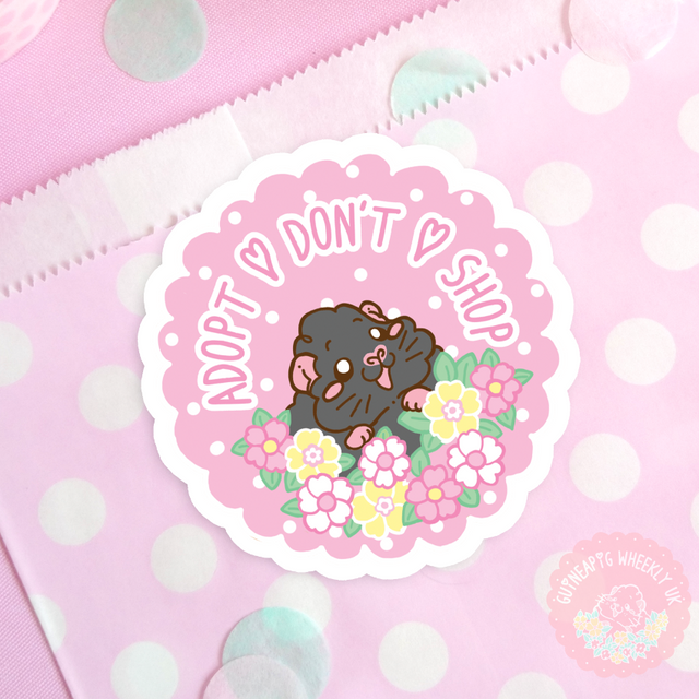 New Adopt Don't Shop piggie Guinea Pig vinyl sticker