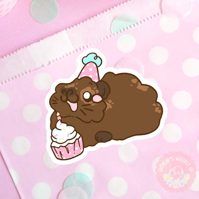 Birthday Agouti Guinea Pig vinyl sticker