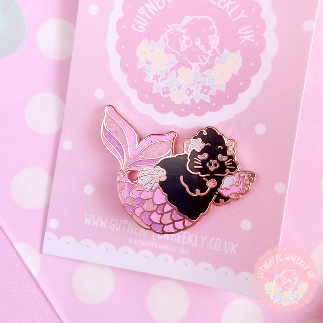 Guinea Pig Enamel Pin Black Merpig