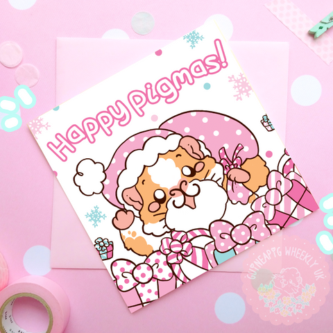 Christmas Card Happy Pigmas guinea pig