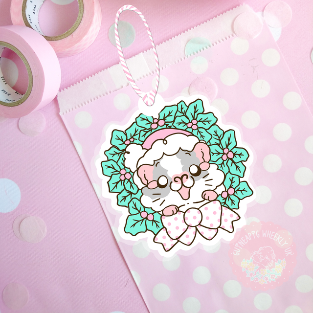 🎄Grey Patchy Christmas Guinea Pig Tree Decorations🎄