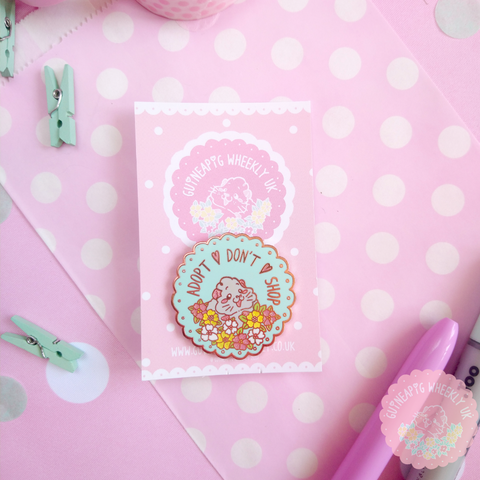 Mint Adopt don't shop Charity Glitter Guinea Pig Rose Gold Enamel Pin - Guineapig Wheekly UK