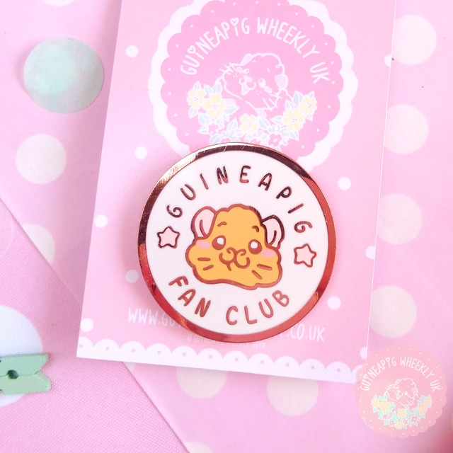 White Guinea Pig Fan Club Hard Enamel Pin - Guineapig Wheekly UK