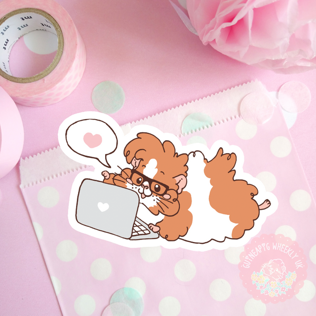 Nerdy Guinea Pig Vinyl Sticker