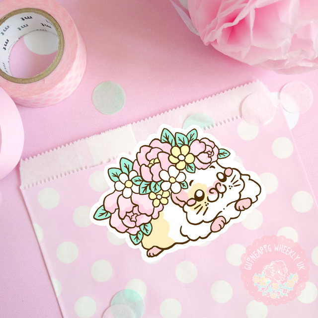 Spring Piggie Guinea Pig Vinyl Sticker