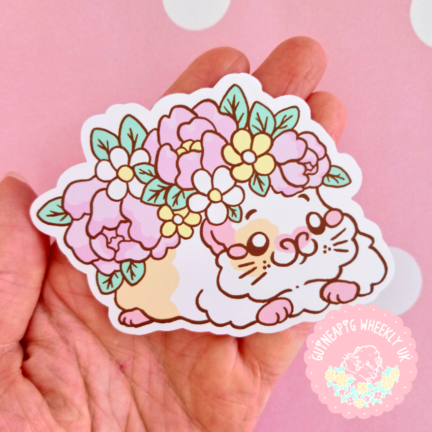 Spring Piggie  Guinea Pig Vinyl Sticker - Guineapig Wheekly UK