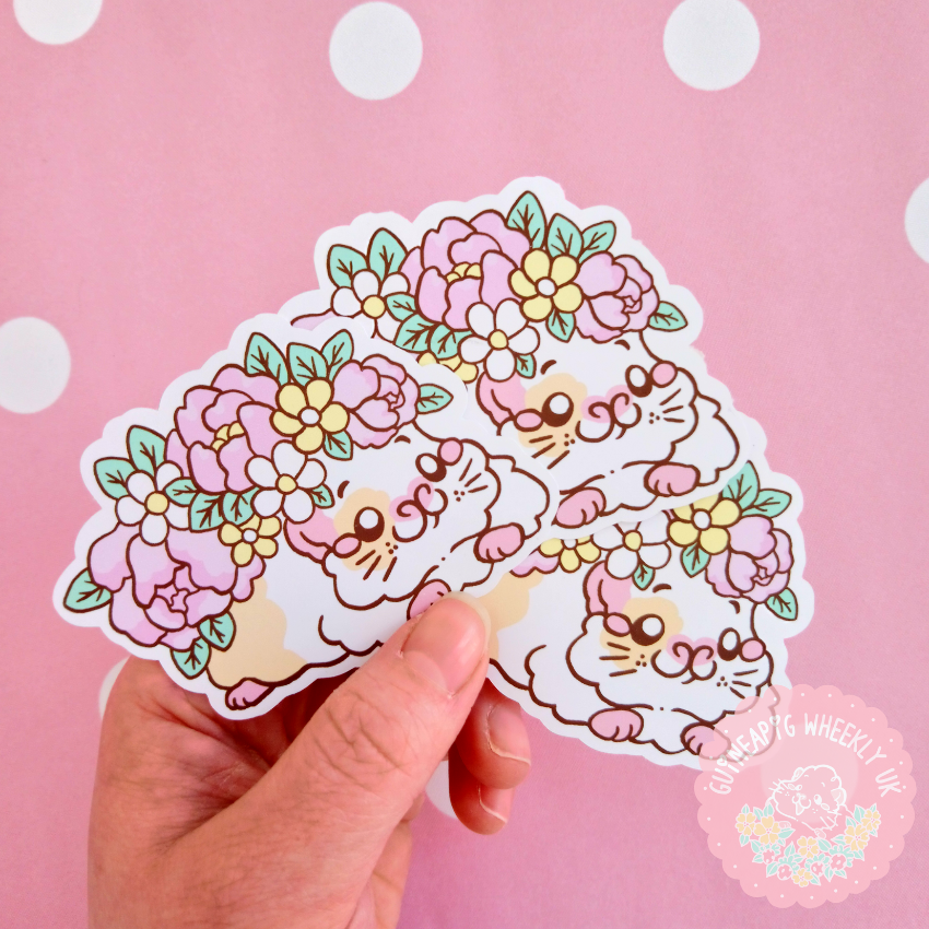 Spring Piggie  Guinea Pig Vinyl Sticker - Guineapig Wheekly UK