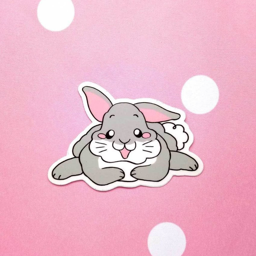 Floppy Earred Rabbit Grey Bunny Guinea Pig Vinyl Sticker - Guineapig Wheekly UK