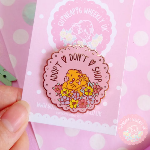 Guinea Pig Enamel Pin Pink Adopt Don't Shop