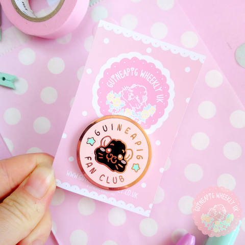 Pink Guinea Pig Fan Club Hard Enamel Pin - Guineapig Wheekly UK