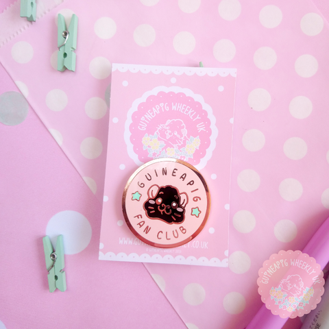 Pink Guinea Pig Fan Club Hard Enamel Pin - Guineapig Wheekly UK