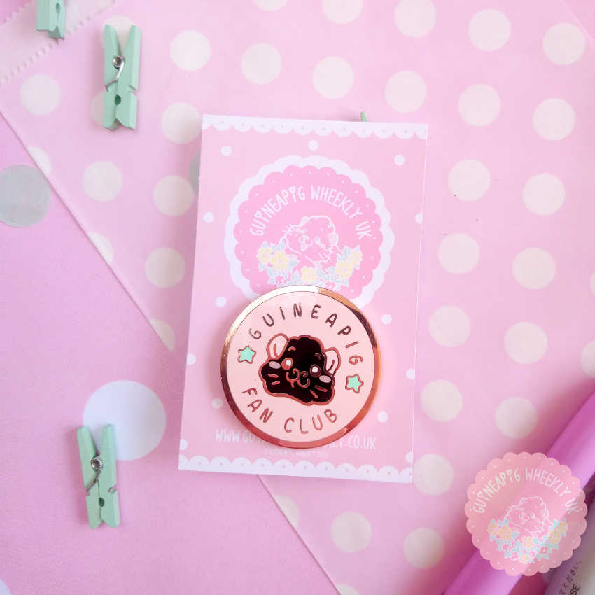 Pink Guinea Pig Fan Club Hard Enamel Pin - Guineapig Wheekly UK