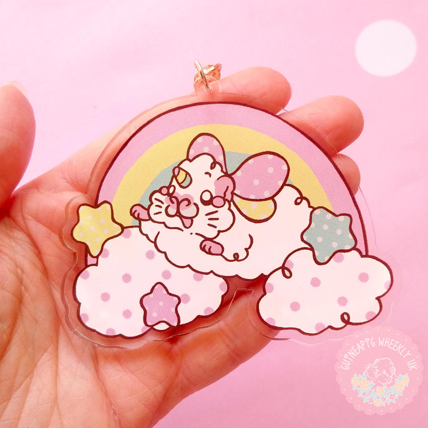 Unicorn Guinea Pig Clear Acrylic Guinea Pig Keychain - Guineapig Wheekly UK