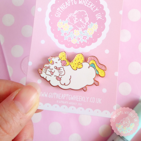 Guinea Pig Enamel Pin White Unipig