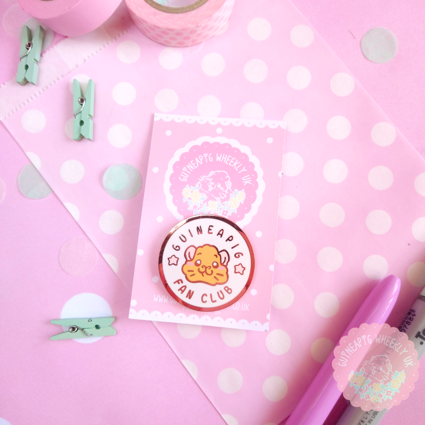 White Guinea Pig Fan Club Hard Enamel Pin - Guineapig Wheekly UK