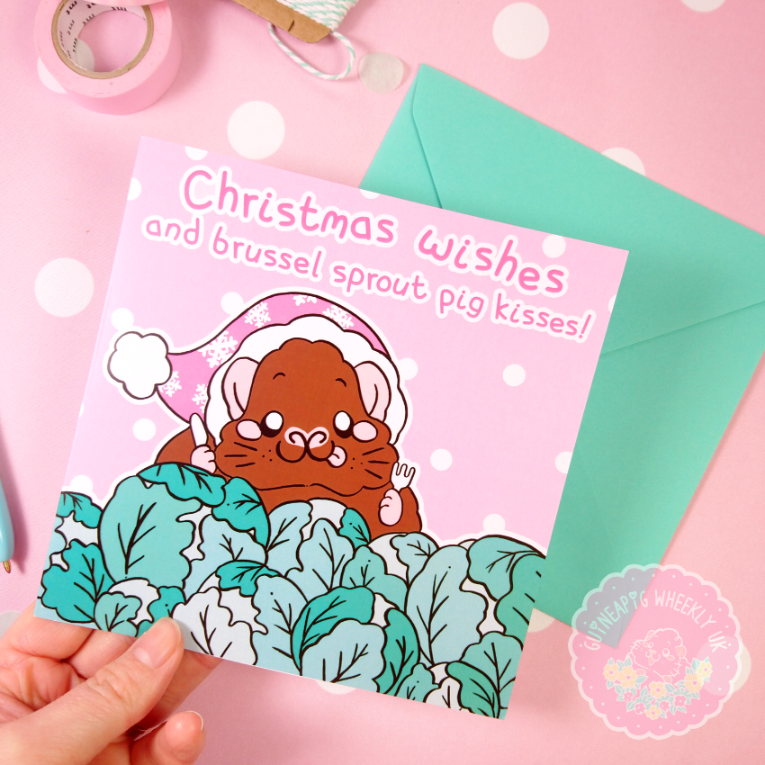 Christmas Card Brussel Kisses guinea pig