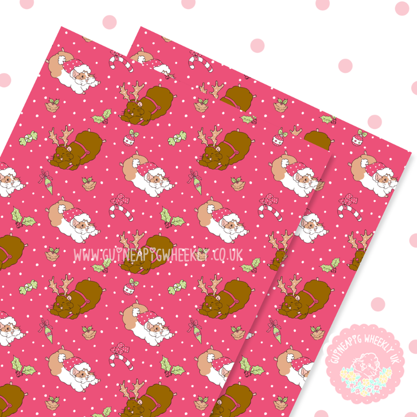 Christmas Santa Guineapig Wrapping Paper Sheets Set - Guineapig Wheekly UK