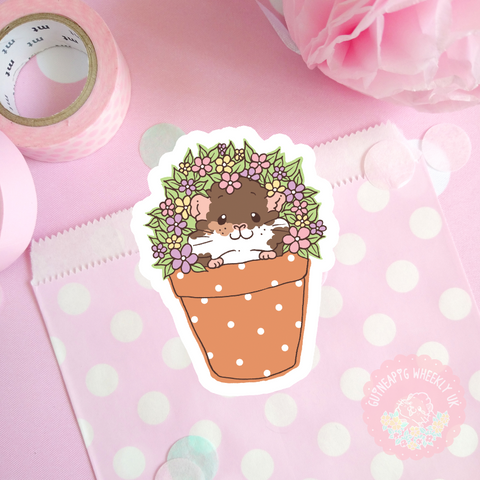 Flower Pot Guinea Pig Sticker