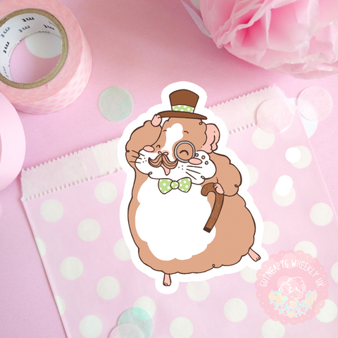 Moustache Guinea Pig Vinyl Sticker