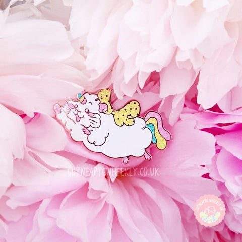 Unicorn Glitter Guinea Pig Rose Gold Enamel Pin - Guineapig Wheekly UK